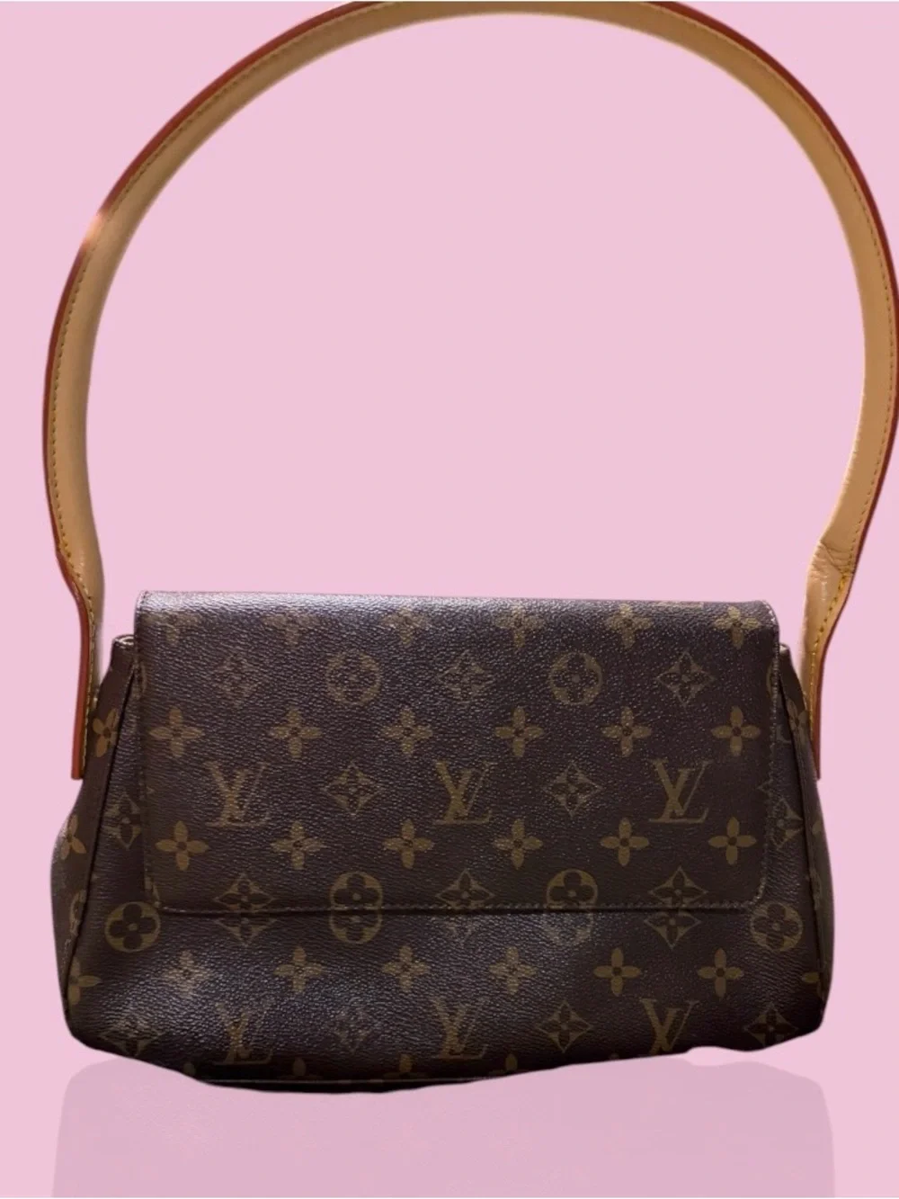Designer-Inspired Brown Monogram Shoulder Bag with Yellow Handle